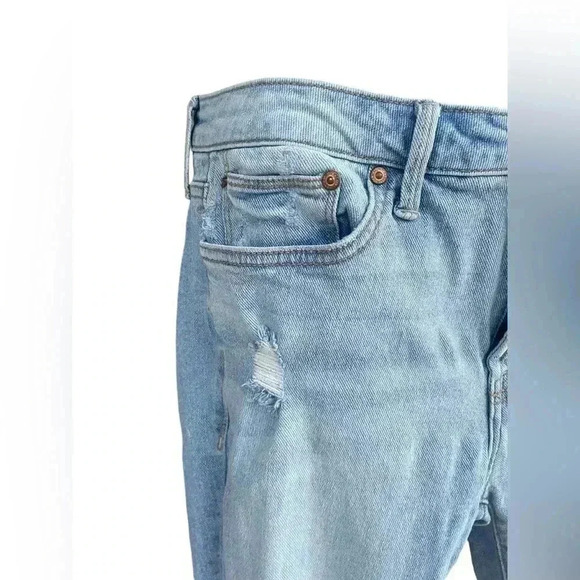 Seven7 women’s light wash distressed straight leg denim jeans sz 4 98% cotton - Picture 3 of 8